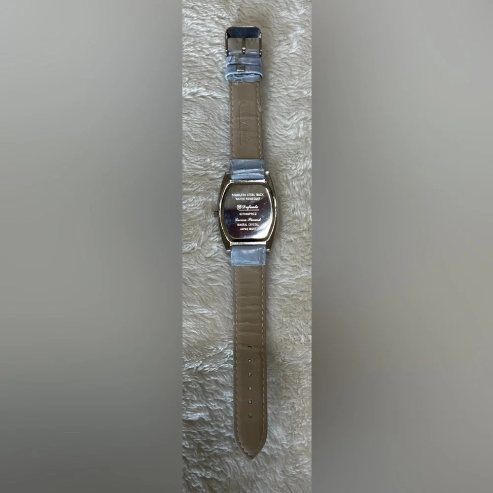 Lucien Piccard Dufonte Watch Silvertone Mineral Crystal Leather NEW BATTERY